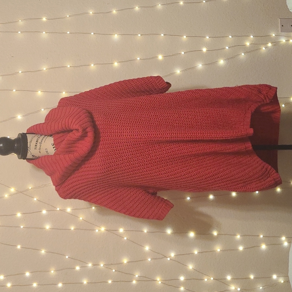 2x plus size hot pink cowl neck long sweater